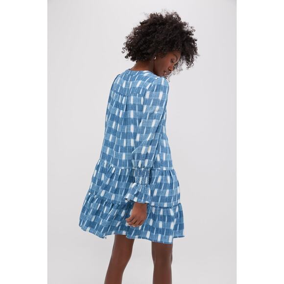 POMANDER PLACE Blue Ikat Kenzo Dress Size M NWT Retail $128 Tuckernuck - Picture 2 of 8